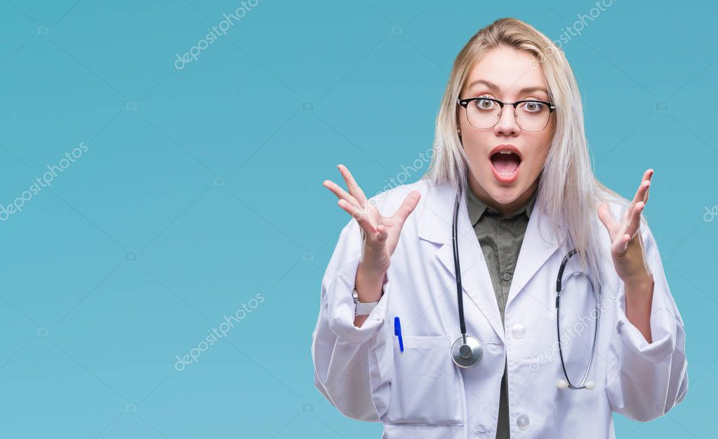 Messy screaming blonde doctor