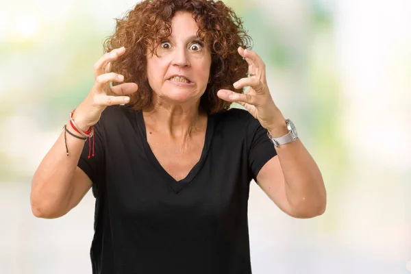 Belle Aînée Âge Moyen Sur Fond Isolé Criant Frustrée Par — Photo