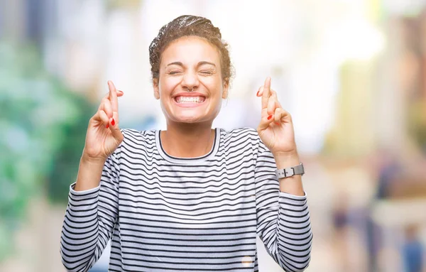 Giovane Capelli Intrecciati Ragazza Afroamericana Indossa Maglione Sfondo Isolato Sorridente — Foto Stock