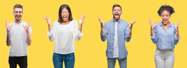 Collage Personas Del Grupo Mujeres Hombres Sobre Colorido Fondo Aislado —  Fotos de Stock