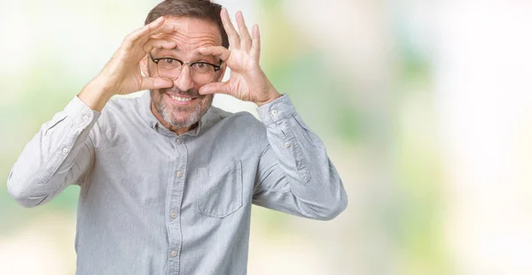 Bello Uomo Anziano Mezza Età Elegante Che Indossa Occhiali Sfondo — Foto Stock