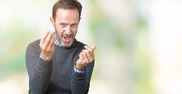 Hombre Mayor Mediana Edad Guapo Usando Suéter Sobre Fondo Aislado — Foto de Stock