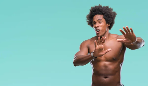 Afro Americano Uomo Senza Maglietta Che Mostra Corpo Nudo Sfondo — Foto Stock