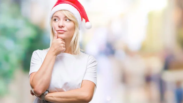 Jonge Mooie Blonde Vrouw Met Kerst Hoed Geïsoleerde Achtergrond Met — Stockfoto