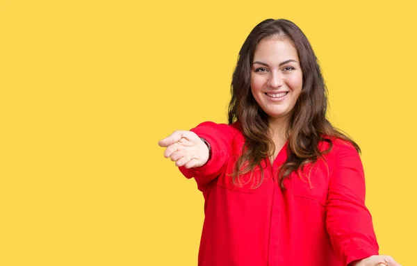 Beautiful Size Young Business Woman Isolated Background Looking Camera Smiling — Stock Photo, Image