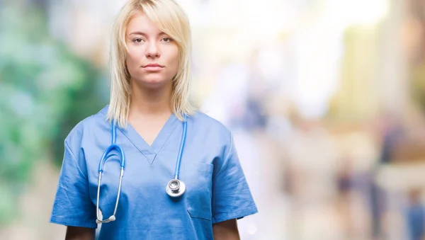 Young Beautiful Blonde Doctor Woman Wearing Medical Uniform Isolated Background — Stock Photo, Image