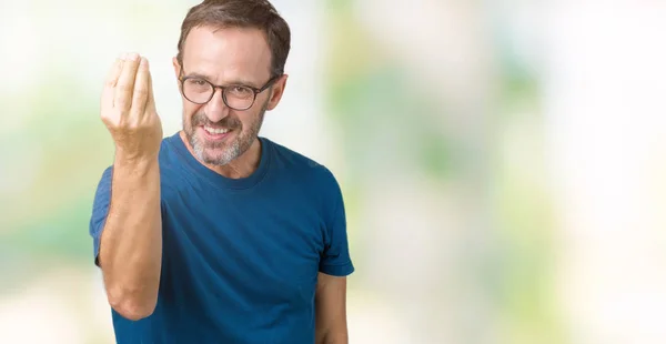 Bonito Hoary Meia Idade Homem Sênior Wearin Óculos Sobre Fundo — Fotografia de Stock