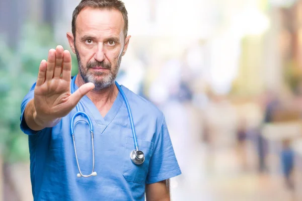 Middle Age Hoary Senior Doctor Man Wearing Medical Uniform Isolated — Stock Photo, Image