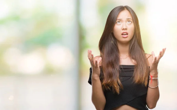 Young Asian Woman Isolated Background Crazy Mad Shouting Yelling Aggressive — Stock Photo, Image