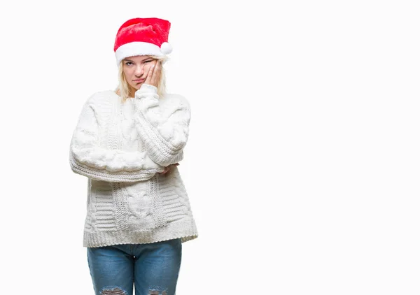 Young Beautiful Blonde Woman Wearing Christmas Hat Isolated Background Thinking — Stock Photo, Image