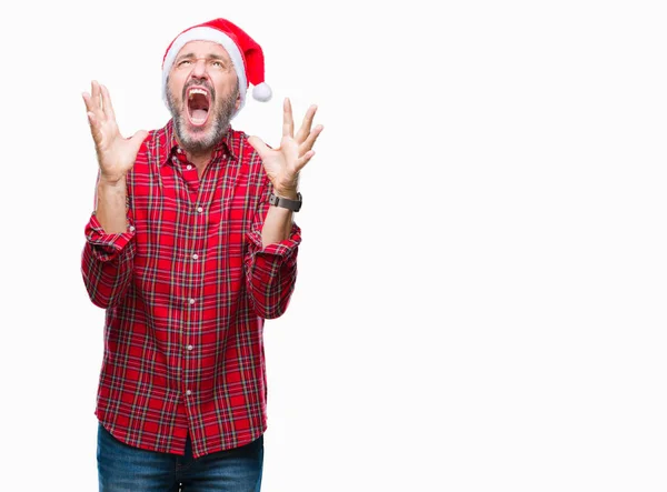 Edad Media Hoary Hombre Mayor Con Sombrero Navidad Sobre Fondo — Foto de Stock