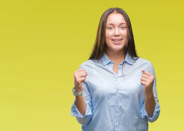 Giovane Donna Caucasica Bella Sfondo Isolato Che Celebra Sorpreso Stupito — Foto Stock