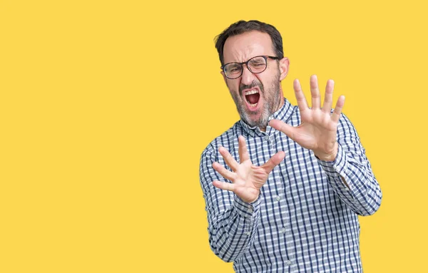 Bonito Homem Negócios Sênior Meia Idade Elegante Usando Óculos Sobre — Fotografia de Stock