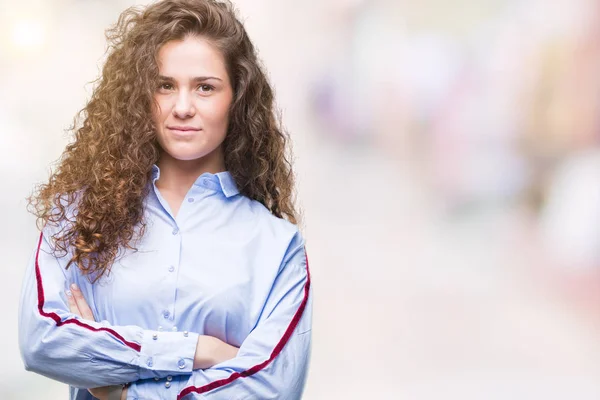 Schöne Brünette Lockige Haare Junge Mädchen Tragen Elganten Blick Über — Stockfoto