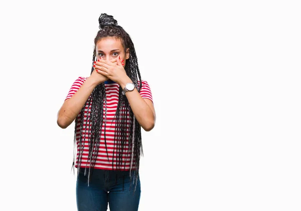 Junge Geflochtene Haare Afrikanisch Amerikanische Mädchen Über Isolierten Hintergrund Schockiert — Stockfoto