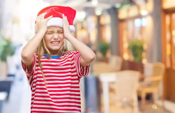 Joven Chica Hermosa Con Sombrero Navidad Sobre Fondo Aislado Que — Foto de Stock