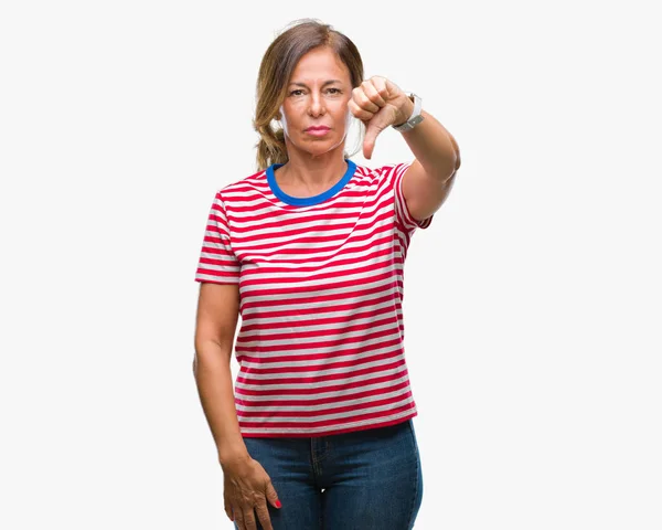 Middle Age Senior Hispanic Woman Isolated Background Looking Unhappy Angry — Stock Photo, Image