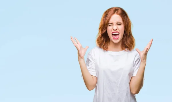 Joven Mujer Hermosa Sobre Fondo Aislado Celebrando Loco Loco Por — Foto de Stock