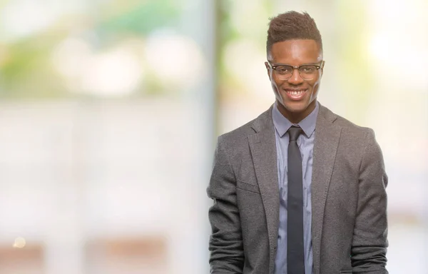 Young African American Business Man Isolated Background Happy Cool Smile — Stock Photo, Image