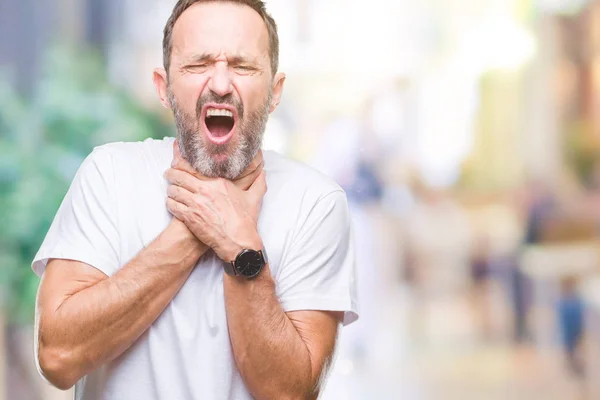 Mezzo Età Hoary Anziano Uomo Indossa Shirt Bianca Sfondo Isolato — Foto Stock