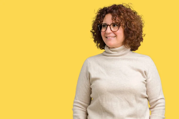 Beautiful Middle Ager Senior Woman Wearing Turtleneck Sweater Glasses Isolated — Stock Photo, Image