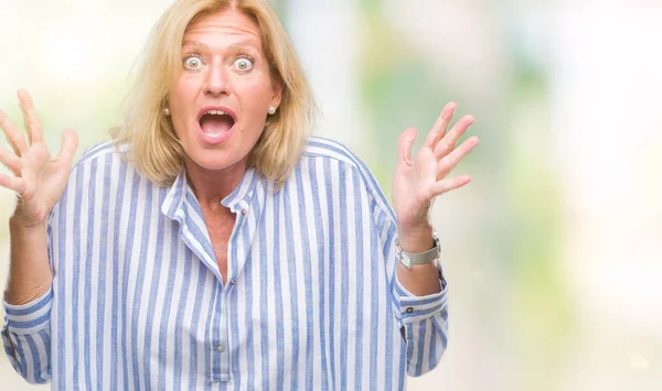 Middle Age Blonde Business Woman Isolated Background Celebrating Crazy Amazed — Stock Photo, Image