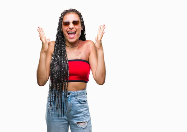 Jovem Cabelo Trançado Afro Americano Com Marca Nascimento Vestindo Óculos — Fotografia de Stock