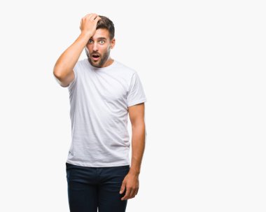 Yakışıklı delikanlı izole arka kafasına hata için el ile sürpriz üzerinde hata hatırlıyorum. Unuttum, kötü bellek kavramı.