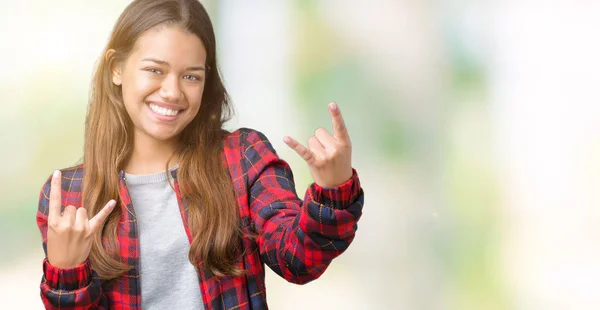 Junge Schöne Brünette Frau Trägt Eine Jacke Über Isoliertem Hintergrund — Stockfoto