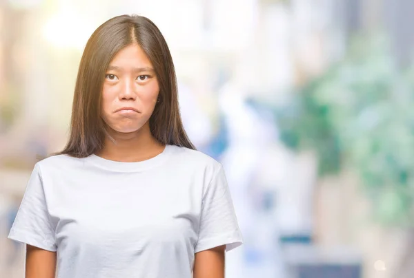 Junge Asiatische Frau Mit Isoliertem Hintergrund Deprimiert Und Besorgt Über — Stockfoto