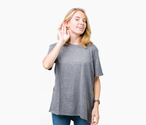 Beautiful Young Woman Wearing Oversize Casual Shirt Isolated Background Smiling — Stock Photo, Image