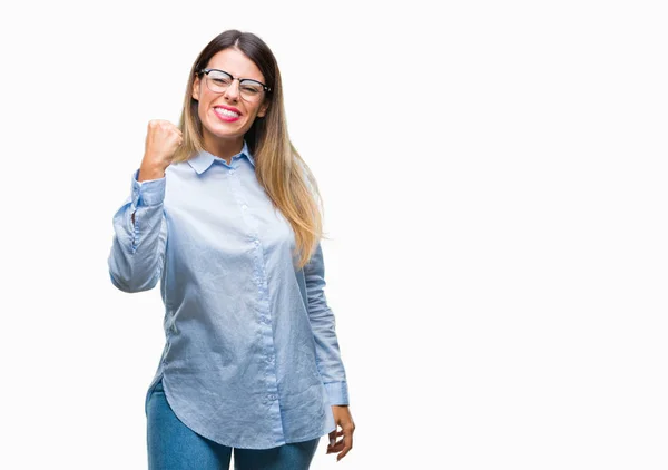 Junge Schöne Geschäftsfrau Mit Brille Über Isoliertem Hintergrund Wütend Und — Stockfoto