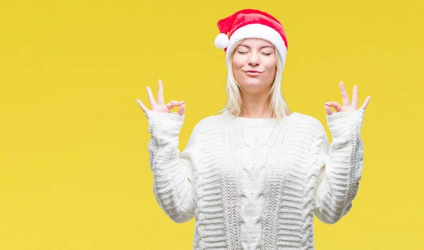 Young Beautiful Blonde Woman Wearing Christmas Hat Isolated Background Relax — Stock Photo, Image