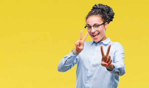 Jovem Trançado Cabelo Afro Americano Menina Negócios Vestindo Óculos Sobre — Fotografia de Stock