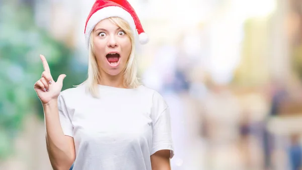 Young Beautiful Blonde Woman Wearing Christmas Hat Isolated Background Pointing — Stock Photo, Image