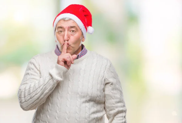 Schöner Älterer Mann Mit Weihnachtsmütze Über Isoliertem Hintergrund Der Darum — Stockfoto