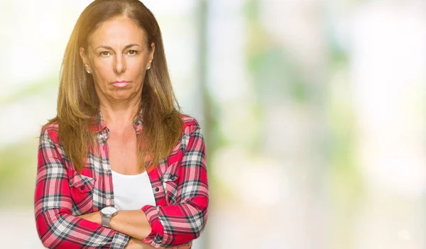 Middle Age Adult Woman Wearing Casual Shirt Isolated Background Skeptic — Stock Photo, Image