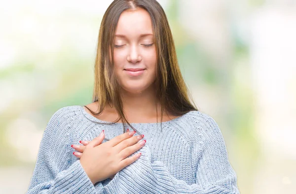 Joven Hermosa Mujer Caucásica Con Suéter Invierno Sobre Fondo Aislado — Foto de Stock