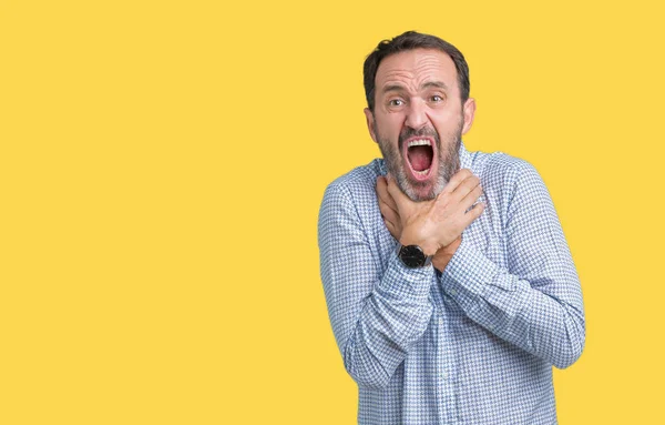 Guapo Mediana Edad Elegante Hombre Mayor Sobre Fondo Aislado Gritando —  Fotos de Stock