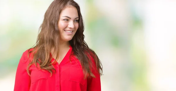 Beautiful Size Young Business Woman Isolated Background Looking Away Side — Stock Photo, Image