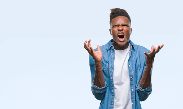 Junger Afrikanisch Amerikanischer Mann Mit Isoliertem Hintergrund Verrückt Und Verrückt — Stockfoto