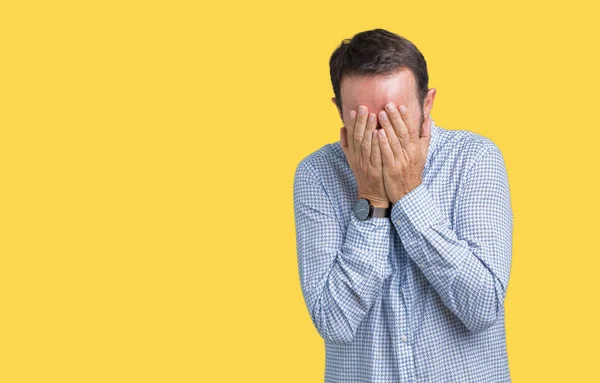 Guapo Mediana Edad Elegante Hombre Mayor Sobre Fondo Aislado Con —  Fotos de Stock