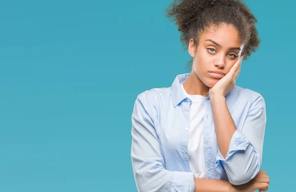 Jeune Femme Afro Américaine Sur Fond Isolé Pensant Fatigué Ennuyé — Photo