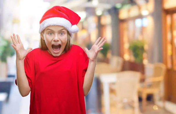 Young Beautiful Girl Wearing Christmas Hat Isolated Background Celebrating Crazy — 图库照片