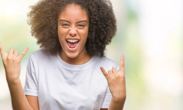 Young Afro American Woman Isolated Background Shouting Crazy Expression Doing — Stock Photo, Image