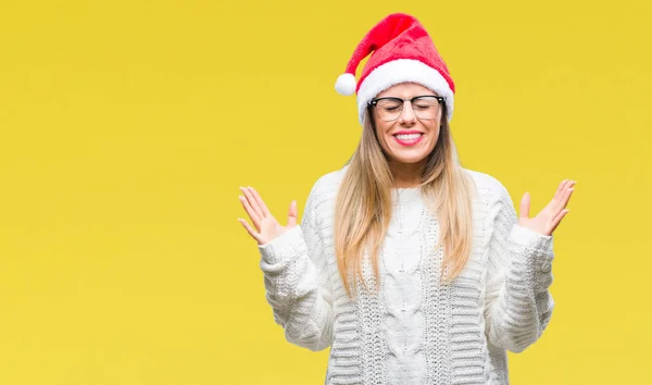 Junge Schöne Frau Mit Weihnachtsmütze Über Isoliertem Hintergrund Die Verrückt — Stockfoto