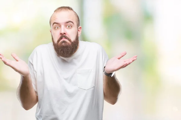 Junger Kaukasischer Hipster Mann Mit Lässigem Shirt Über Isoliertem Hintergrund — Stockfoto