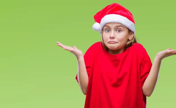 Joven Chica Hermosa Con Sombrero Navidad Sobre Fondo Aislado Expresión —  Fotos de Stock