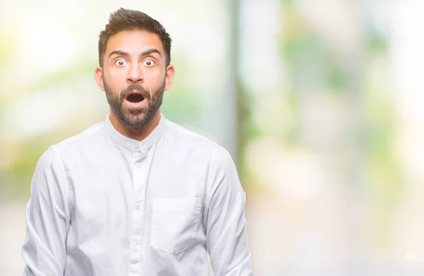 Adult Hispanic Man Isolated Background Afraid Shocked Surprise Expression Fear — Stock Photo, Image