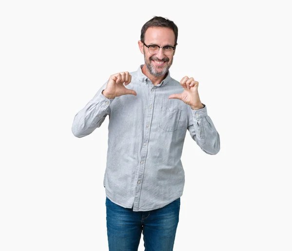 Guapo Mediana Edad Elegante Hombre Mayor Con Gafas Sobre Fondo — Foto de Stock